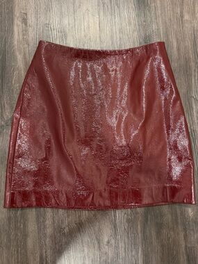Express Patent Leather Mini Skirt in Deep Burgundy